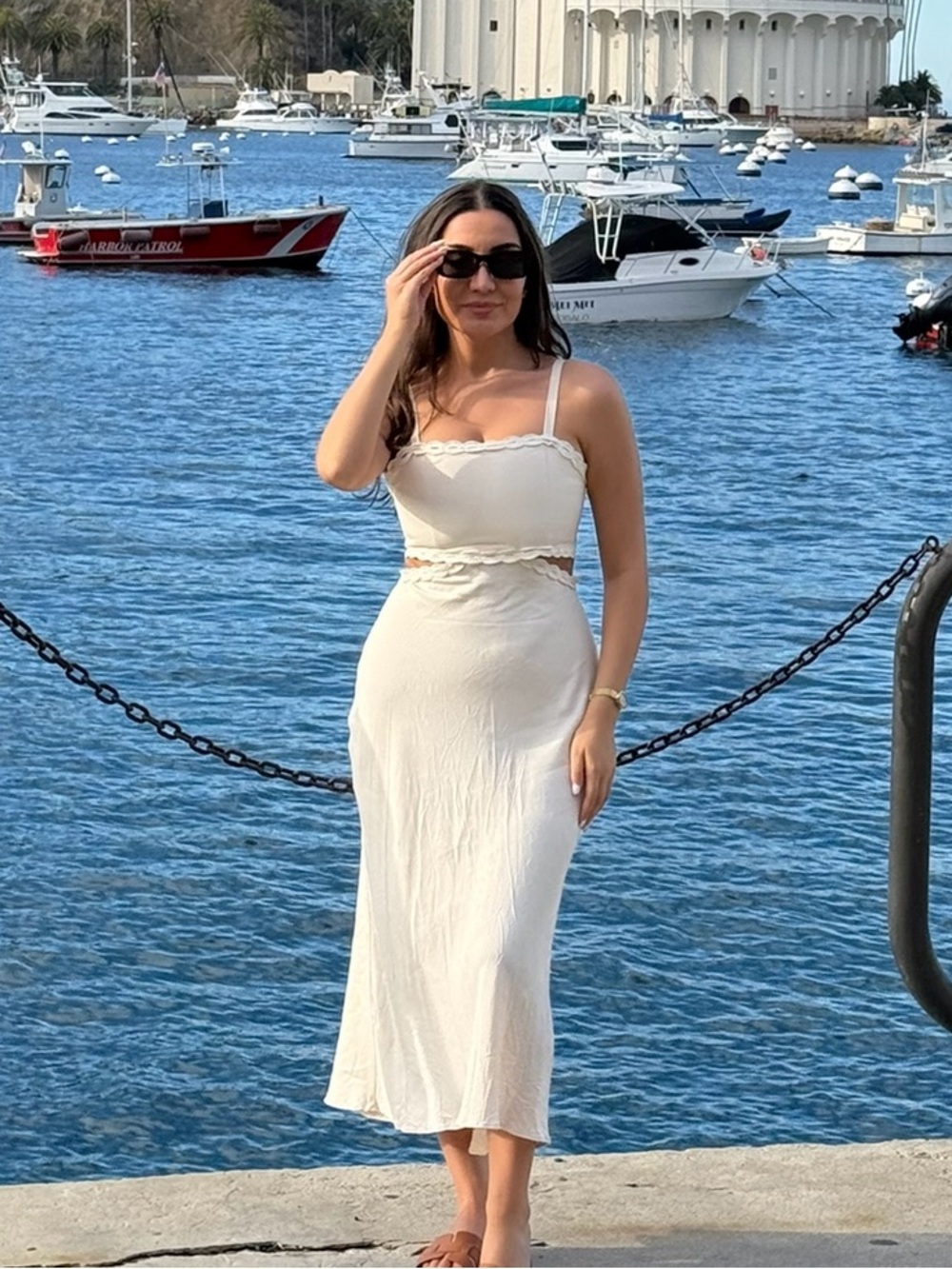 Mango Cream Cutout Midi Slip Dress- WORN ONCE